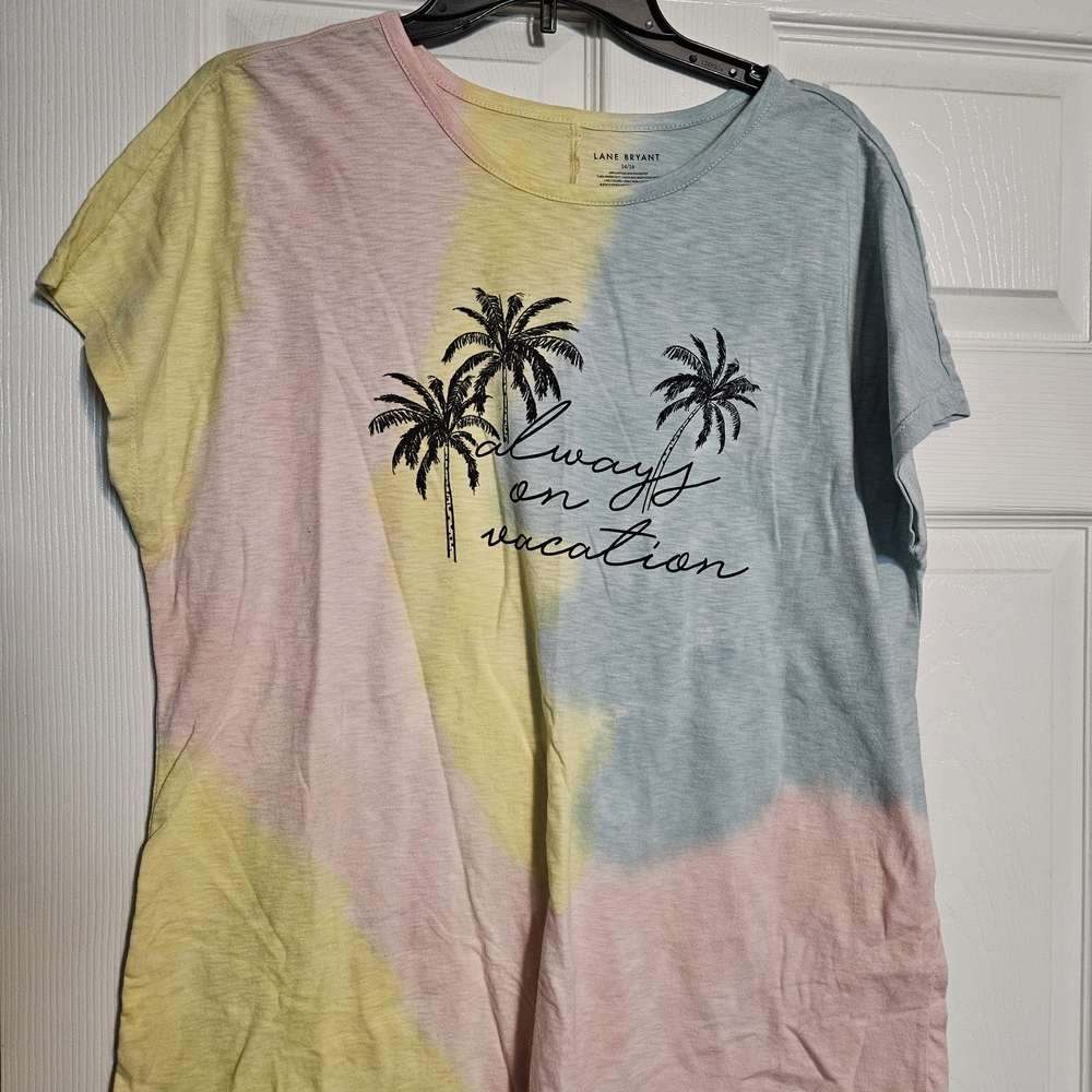 Tie-Dye Graphic Tee with Palm Trees